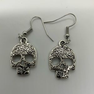 Day of the dead skull earrings Wicca goth emo